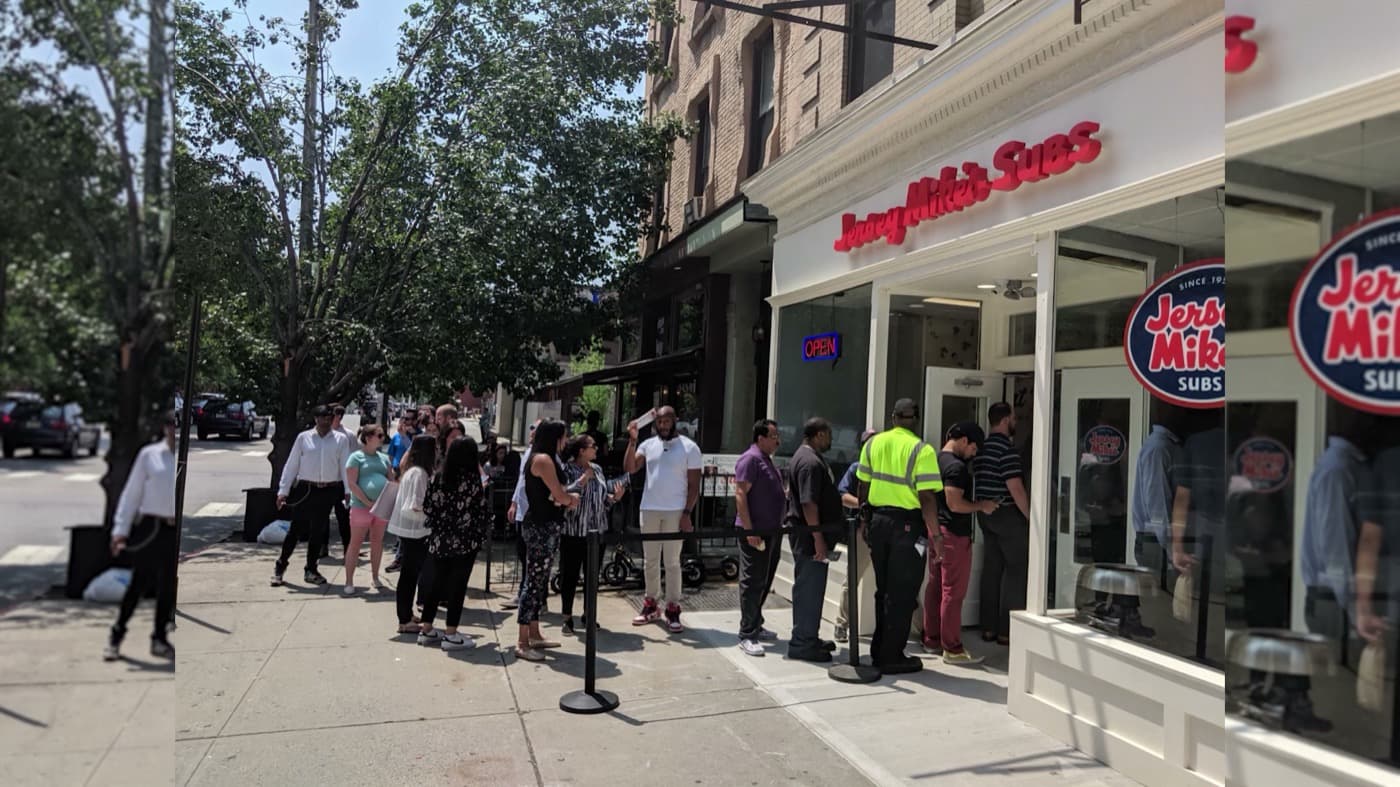 Grand-opening crowd lined up outside