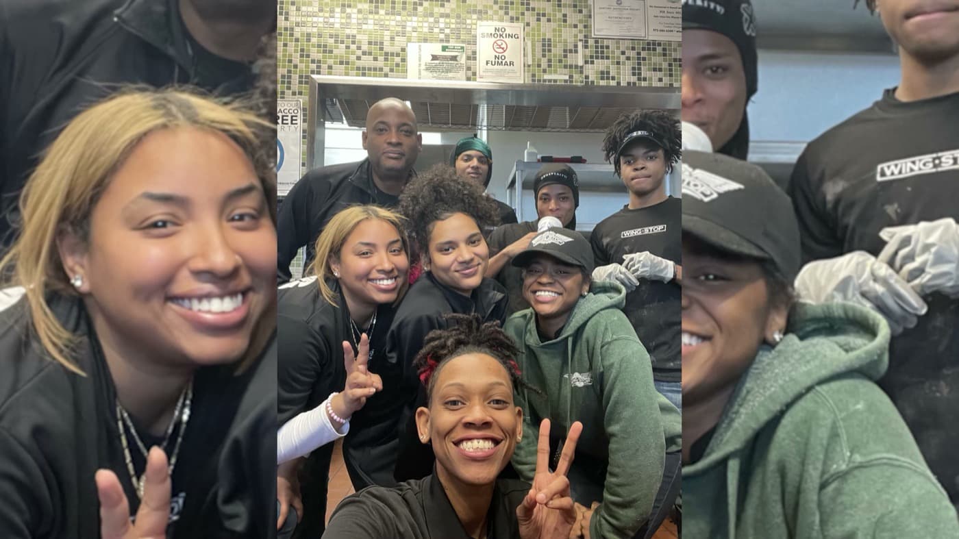 PCR team selfie behind the counter